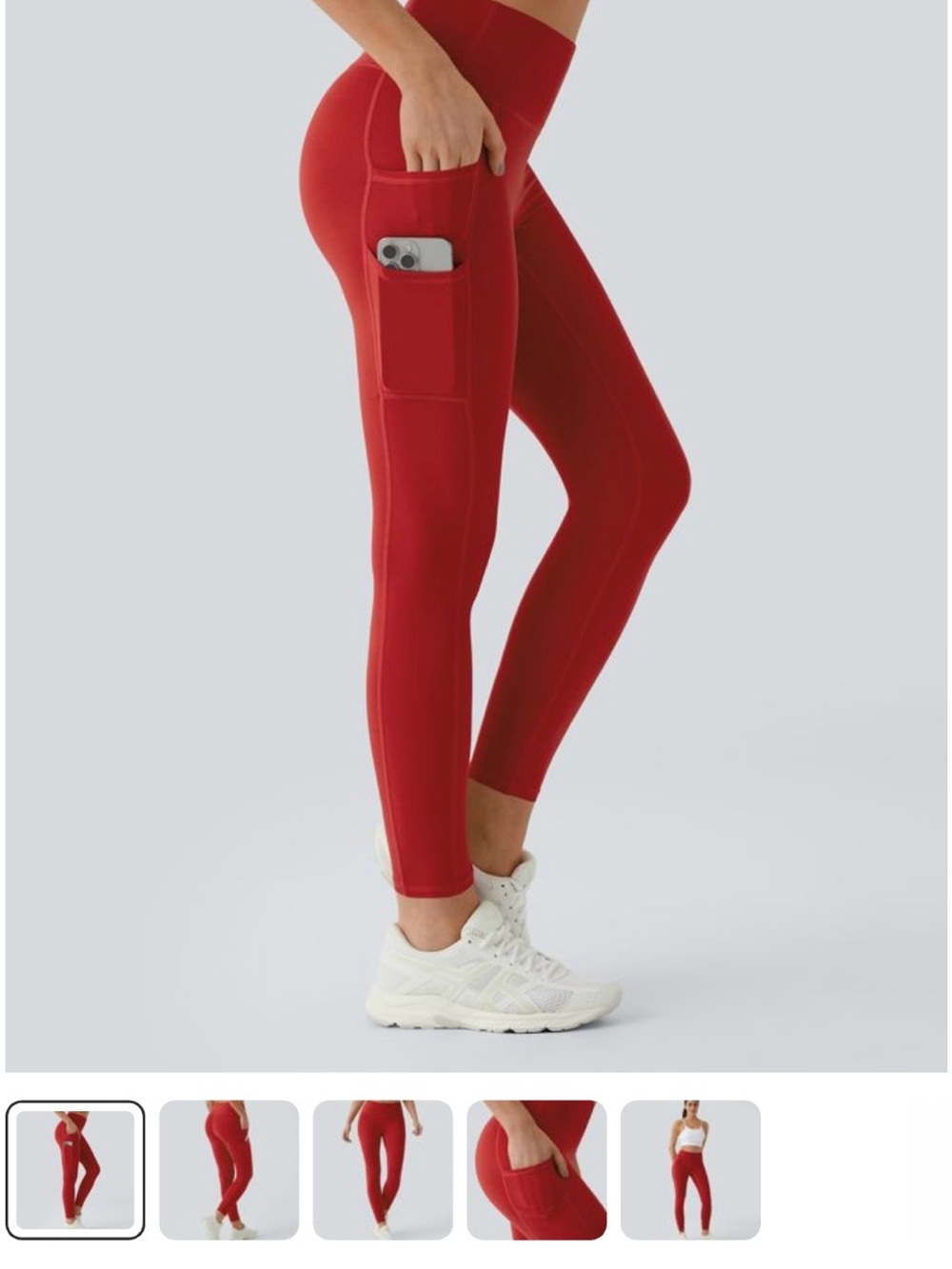 HALARA High-Rise Pocket Leggings in Red